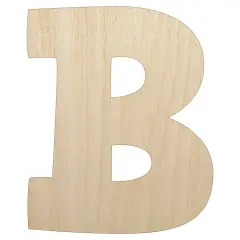 Letter B Uppercase Fun Bold Font Unfinished Wood Shape Piece Cutout for DIY Craft Projects