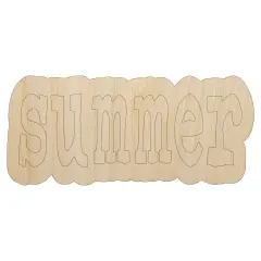 Summer Fun Text Unfinished Wood Shape Piece Cutout for DIY Craft Projects
