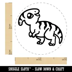 Chibi Parasaurolophus Dinosaur Self-Inking Rubber Stamp for Stamping Crafting Planners Black