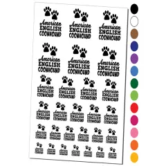American English Coonhound Dog Paw Prints Fun Text Temporary Tattoo Water Resistant Fake Body Art Set Collection Red
