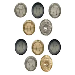 Tennis Ball 0.6" (15mm) Round Metal Shank Buttons for Sewing - Set of 10 Black Color