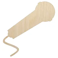 Microphone Solid Unfinished Wood Shape Piece Cutout for DIY Craft Projects