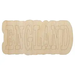 England Fun Text Unfinished Wood Shape Piece Cutout for DIY Craft Projects