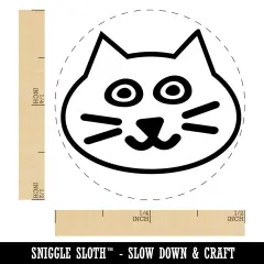 Happy Cat Face Doodle Self-Inking Rubber Stamp for Stamping Crafting Planners Fuchsia