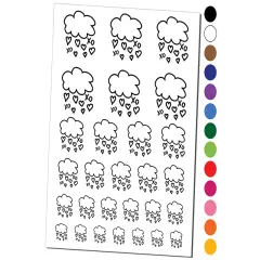 Showers of Love Hearts Temporary Tattoo Water Resistant Fake Body Art Set Collection Light Blue