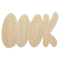 Cook Fun Text Unfinished Wood Shape Piece Cutout for DIY Craft Projects