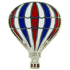 Hot Air Balloon Pin Red White & Blue 1"