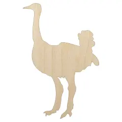 Ostrich Bird Solid Unfinished Wood Shape Piece Cutout for DIY Craft Projects