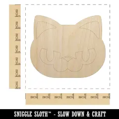 Round Cat Face Angry Unfinished Wood Shape Piece Cutout for DIY Craft Projects