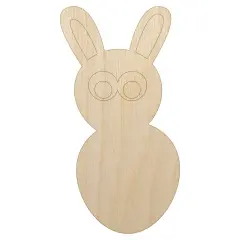Watchful Rabbit Unfinished Wood Shape Piece Cutout for DIY Craft Projects
