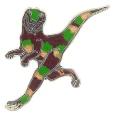 Dinosaur Pin Green Yellow & Brown Pin 1"