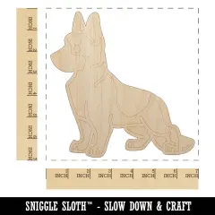 German Shepherd Standing Dog Unfinished Wood Shape Piece Cutout for DIY Craft Projects