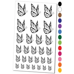 Flying Butterfly Temporary Tattoo Water Resistant Fake Body Art Set Collection Hot Pink