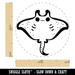Sweet Kawaii Chibi Manta Ray Self-Inking Rubber Stamp for Stamping Crafting Planners Blue