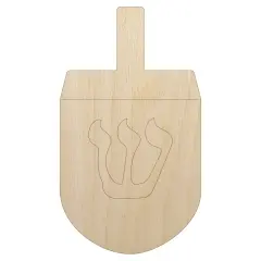 Dreidel Dreidl Jewish Hanukkah Unfinished Wood Shape Piece Cutout for DIY Craft Projects