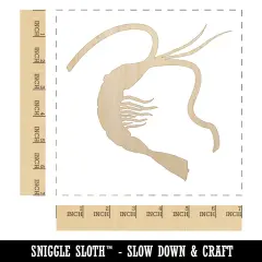 Shrimp Solid Unfinished Wood Shape Piece Cutout for DIY Craft Projects