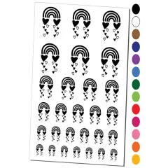 Shower of Love Hearts and Rainbows Temporary Tattoo Water Resistant Fake Body Art Set Collection Hot Pink