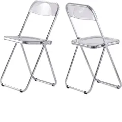 ISL Furnishings The Lux Modern Acrylic-Like Folding Chair 2, Transparent/Silver