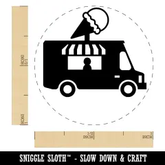 Ice Cream Truck Self-Inking Rubber Stamp for Stamping Crafting Planners Red