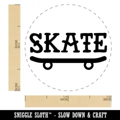 Skate Text on Skateboard Self-Inking Rubber Stamp for Stamping Crafting Planners Lime Green