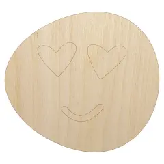 Heart Eye Love Emoticon Face Doodle Unfinished Wood Shape Piece Cutout for DIY Craft Projects