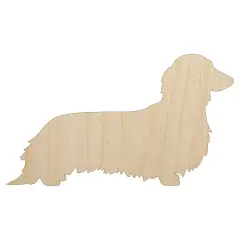 Long Haired Dachshund Dog Solid Unfinished Wood Shape Piece Cutout for DIY Craft Projects