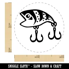 Plug Crankbait Fishing Lure Bait Hooks Self-Inking Rubber Stamp for Stamping Crafting Planners Blue