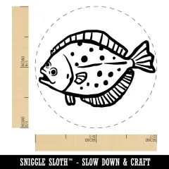 Flounder Halibut Flat Spotted Fish Self-Inking Rubber Stamp for Stamping Crafting Planners Yellow