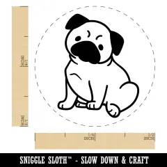 Pug Sitting Dog Self-Inking Rubber Stamp for Stamping Crafting Planners Brown