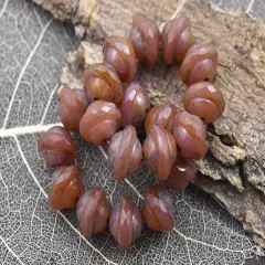 *10* 8x10mm Vintage Pink Opaline Picasso Saturn Beads