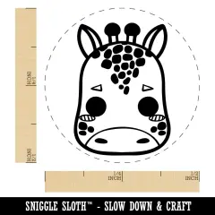 Charming Kawaii Chibi Giraffe Face Blushing Cheeks Self-Inking Rubber Stamp for Stamping Crafting Planners Brown