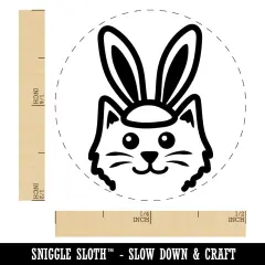 Easter Cat with Bunny Ears Self-Inking Rubber Stamp for Stamping Crafting Planners Purple