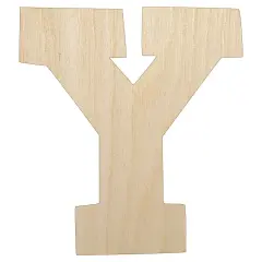 Letter Y Uppercase Fun Bold Font Unfinished Wood Shape Piece Cutout for DIY Craft Projects