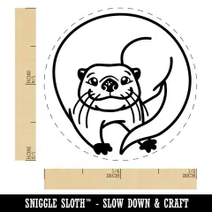 Mischievous River Otter Self-Inking Rubber Stamp for Stamping Crafting Planners Red