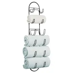 mDesign Metal Wall Mount Bath Towel Storage Organizer Rack, 6 Shelves