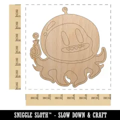 Alien Space Octopus Unfinished Wood Shape Piece Cutout for DIY Craft Projects