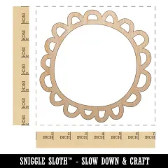 Scalloped Circle Frame Doodle Unfinished Wood Shape Piece Cutout for DIY Craft Projects