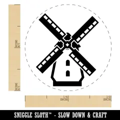 Dutch Windmill Self-Inking Rubber Stamp for Stamping Crafting Planners Brown