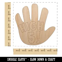High 5 Hand Gesture Congrats Unfinished Wood Shape Piece Cutout for DIY Craft Projects