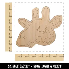 Sleepy Giraffe Head Unfinished Wood Shape Piece Cutout for DIY Craft Projects