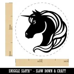 Unicorn Head Flowing Mane Self-Inking Rubber Stamp Ink Stamper for Stamping Crafting Planners Blue