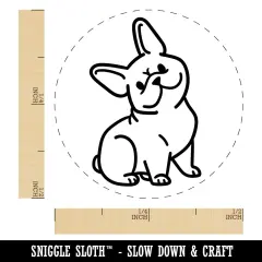 Frenchie Sitting Tilting Head French Bulldog Dog Self-Inking Rubber Stamp for Stamping Crafting Planners Brown