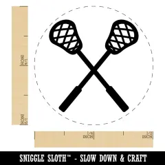 Crossed Lacrosse Sticks Self-Inking Rubber Stamp for Stamping Crafting Planners Pink