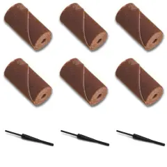 6 Jeweler Polishing Cartridge Rolls Coarse Grit 1 1/2"x1/2" & 3 Threaded Mandrel