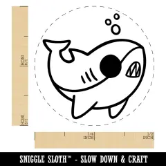 Sweet Kawaii Chibi Shark Self-Inking Rubber Stamp for Stamping Crafting Planners Purple