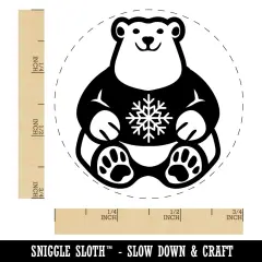 Polar Bear in Snowflake Christmas Sweater Self-Inking Rubber Stamp for Stamping Crafting Planners Black