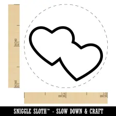 Double Heart Symbol Outline Self-Inking Rubber Stamp for Stamping Crafting Planners Purple