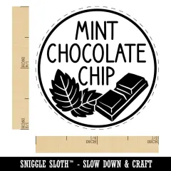 Mint Chocolate Chip Text with Image Flavor Scent Self-Inking Rubber Stamp for Stamping Crafting Planners Blue