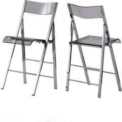 ISL Furnishings- Kasper Flex Luxury Modern Folding Chairs LuciteSilver - 2 PK