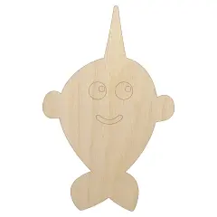 Adorable Narwhal Kawaii Doodle Unfinished Wood Shape Piece Cutout for DIY Craft Projects
